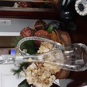 Vintage Romania large etched decanter 16 inches with stopper